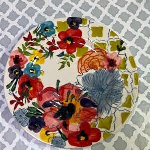Anthropologie Colorful Floral Dinner Plate